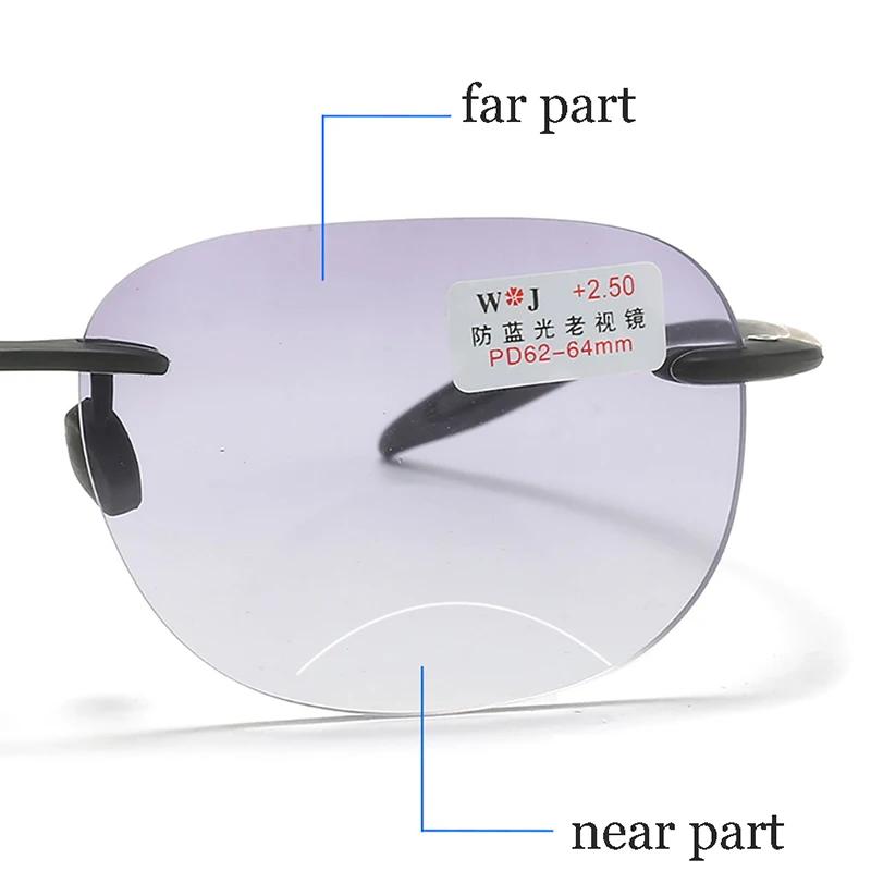 Progressive Bifocal Sun Reading Glasses For Middle-Aged Frameless Presbyopia Glasses Fashionable Prescription Eyeglasses Diopter