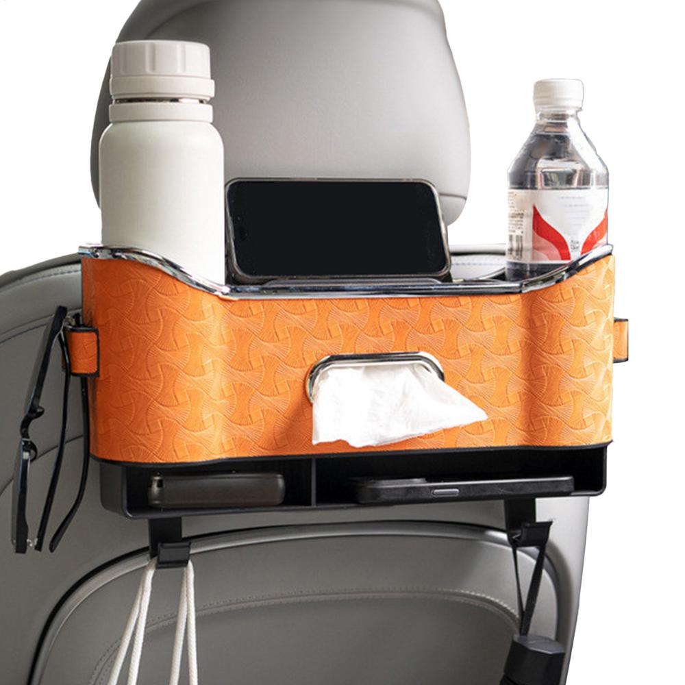 Car Organizer Back Seat Storage Box With 2 Cup Holder Car Seat Storage Box With Bag Hook For Tissue Drink Truck SUV Family