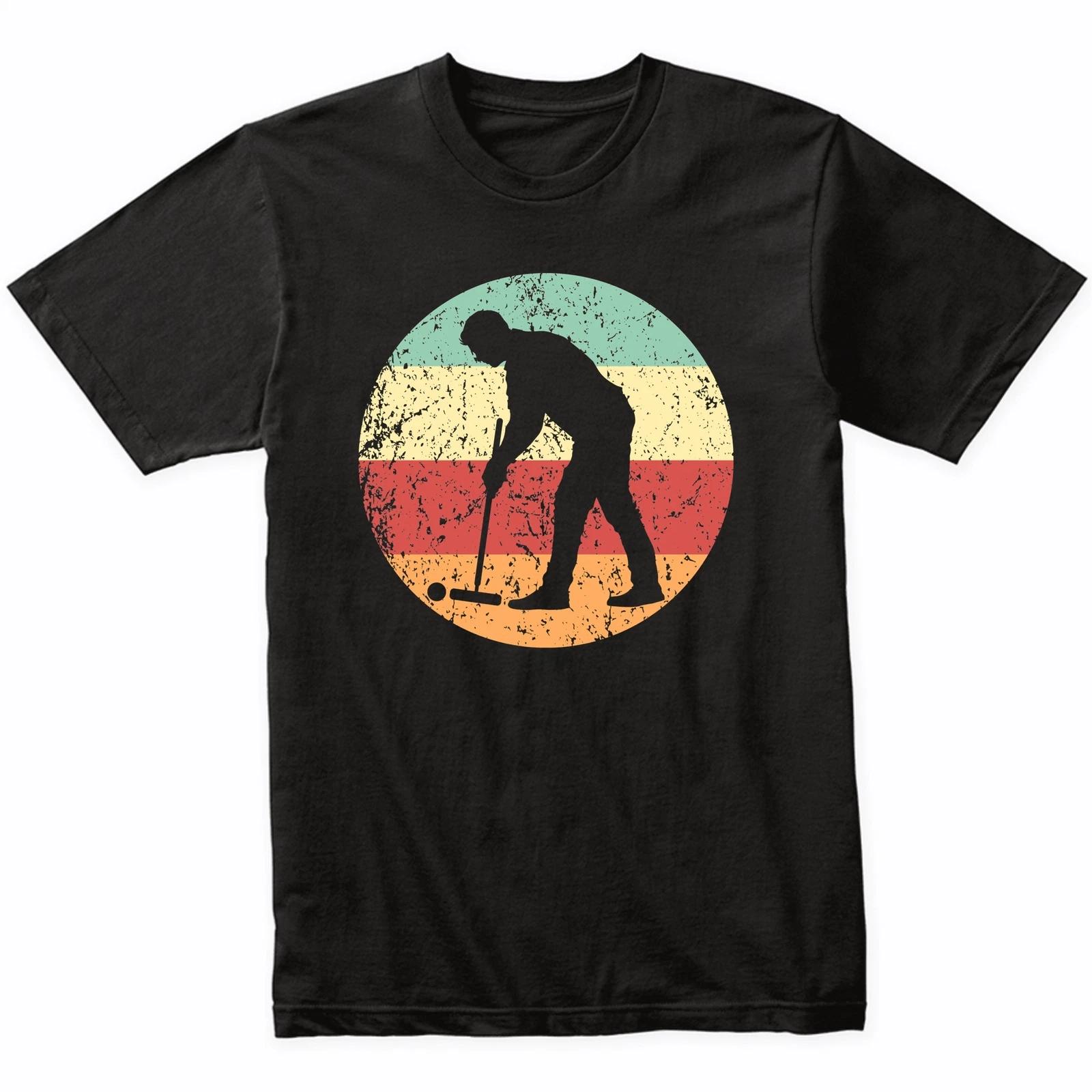 Man Playing Croquet Silhouette Retro Croquet T-Shirt - Retro Colors XL