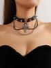 Vintage Black Lace Rose Necklace Bracelet Ring Set Women's Dinner Party, Dark Wind Neck Chain Bracelet