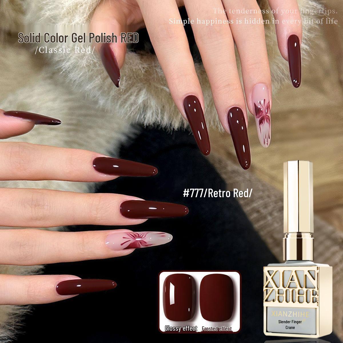 Retro Dark Red Nail Gel - 2026 Autumn/Winter Trend: High-End Salon Quality, Skin-Brightening, Internet Favorite