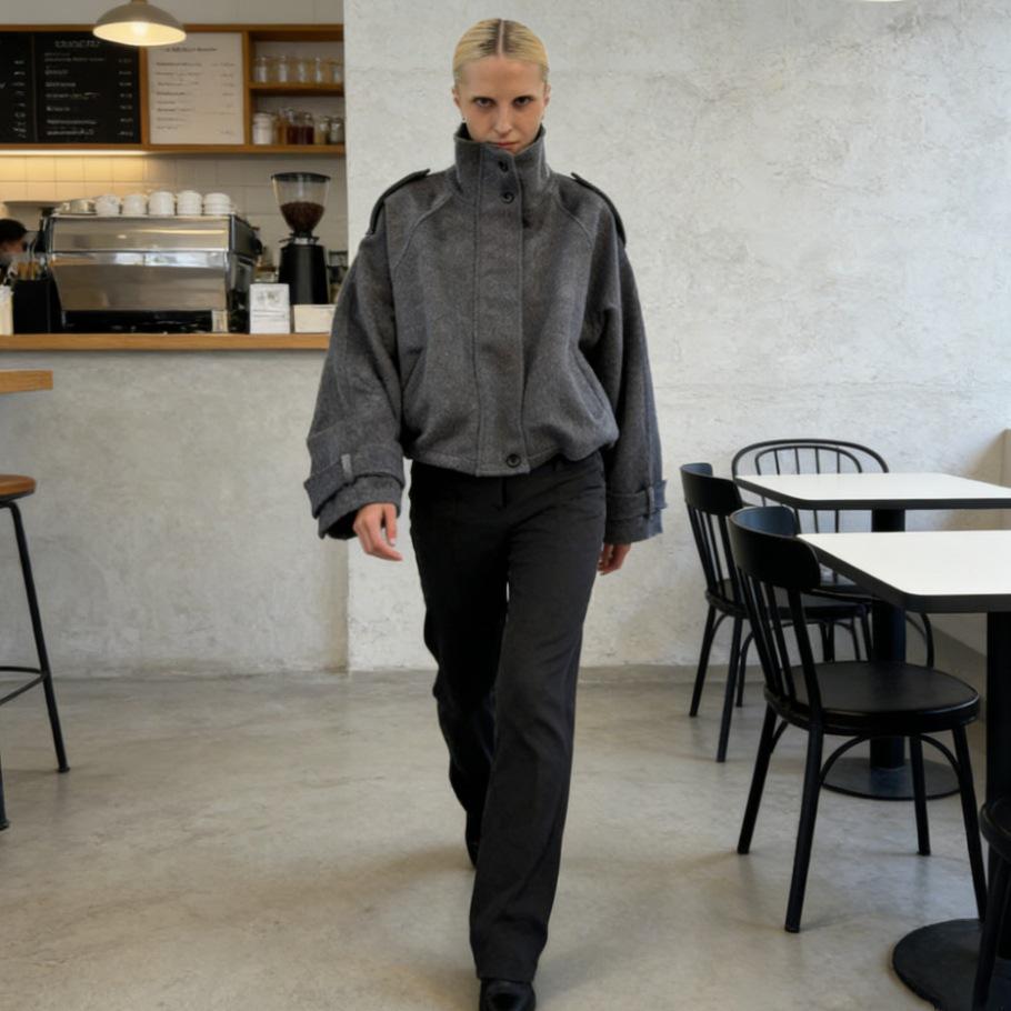Cappotto in Lana da Donna Autunno/Inverno, Taglie Europee e Americane, Collo Rialzato, Monopetto, Stile Elegante.