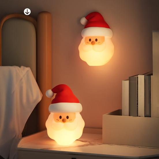 Weihnachtsmann Nachtlicht Wiederaufladbare Silikon Touch Lampe Magnetisch Aufhängbar Niedliche Weihnachtslampe Auto-Off Kinderzimmer Nachttisch Nachtlicht zum Stillen