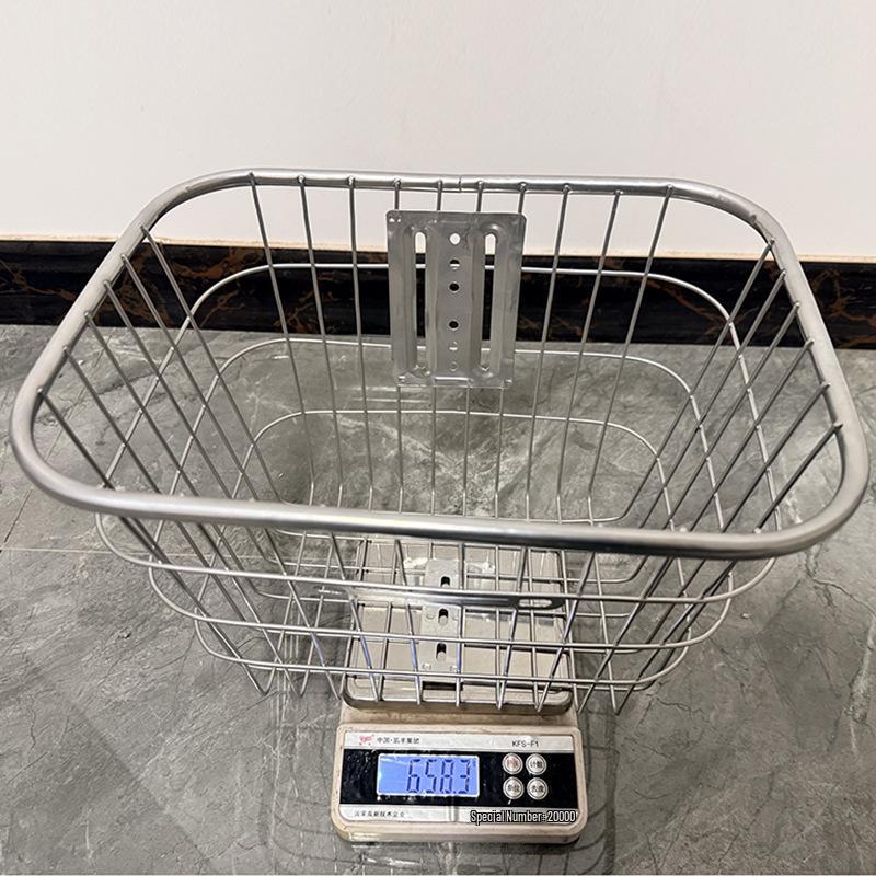 Silver Imitation Stainless Steel Thick Rim Bicycle Basket with Wire Design