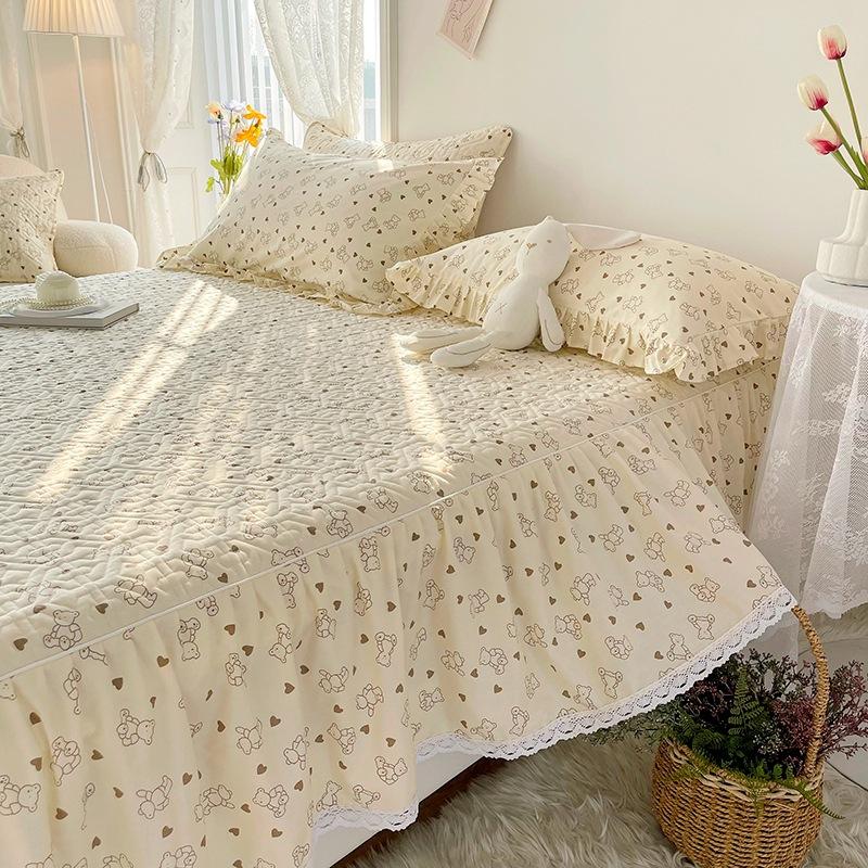 

Простыня Ins в стиле из свежего хлопка, юбка-кровать из чистого хлопка, стеганая простыня во французском романтическом стиле с рюшами во французском стиле 120*200cm