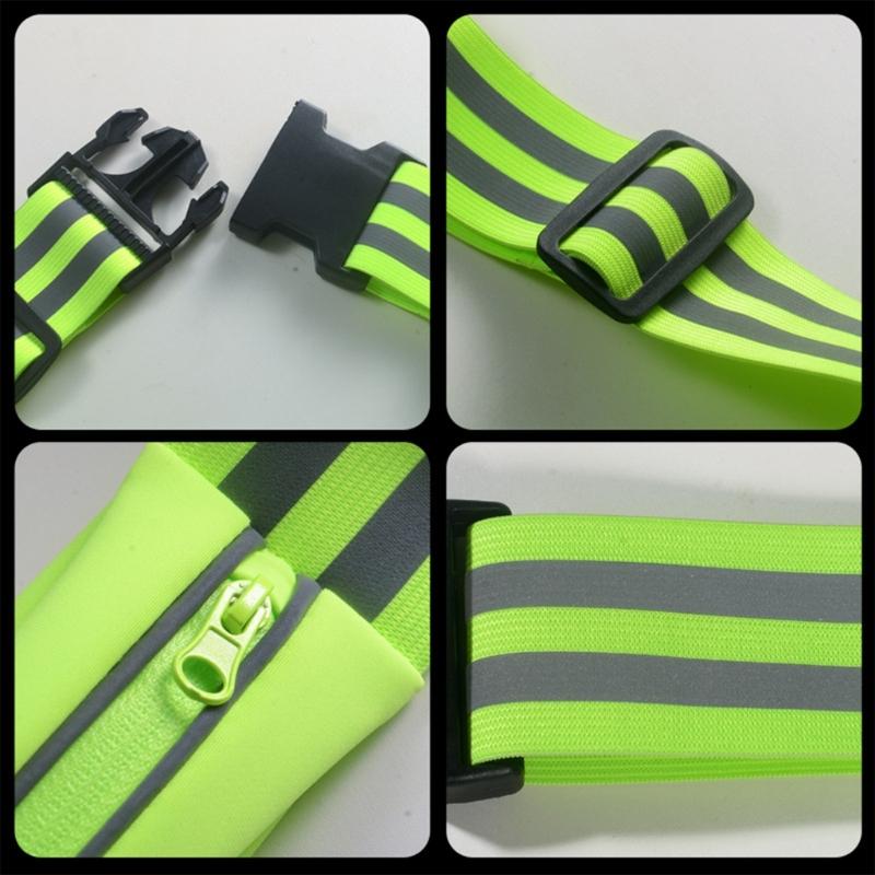 Reflective Glow Belt Be Seen and Protected During Nighttime Workouts! Reflective Waist Belt Storage Pocket Armbands
