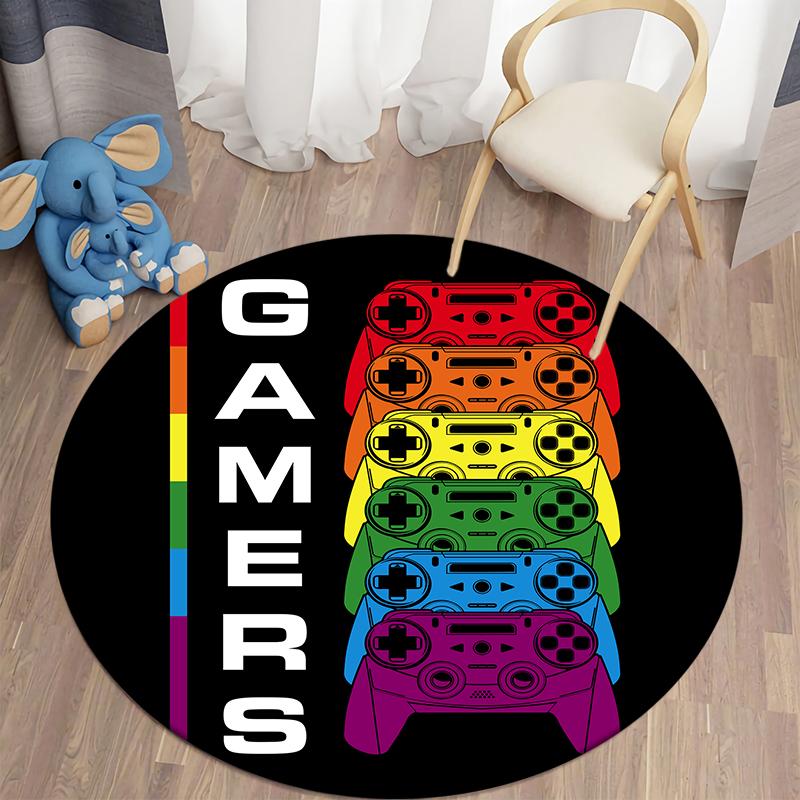 Gamepad Round Carpet for Living Room Mat for Children Carpet Floor Rug Bath Mat Bedroom Carpet for Children's Room Doormat