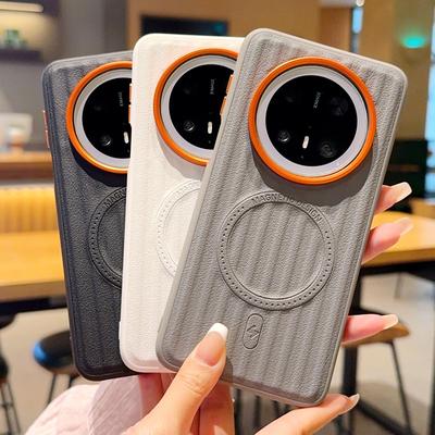 For Huawei Mate 70 60 Pro Plus Case Magnetic Metal Alloy Camera Protection Independent Buttons Vegan Leather Case Cover