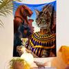 "Egyptian Cat Goddess with Sacred Glow" Patterned tapestry home decor, suitable for bedroom and living room, gift