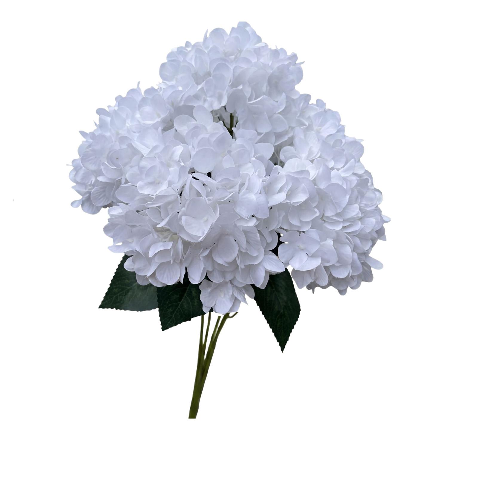 

Artificial Hydrangea Flowers 5 Heads Realistic Silk Floral Stems for Porch Garden Courtyard Wedding Decoration Display Arrangements One Size білий