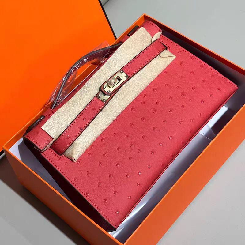 2026 Neue Leder-Damenhandtasche erste Schicht Straußenmuster Rindsleder erste und zweite Generation tragbar Einzel schulter schräg über tragbar Damenhandtasche