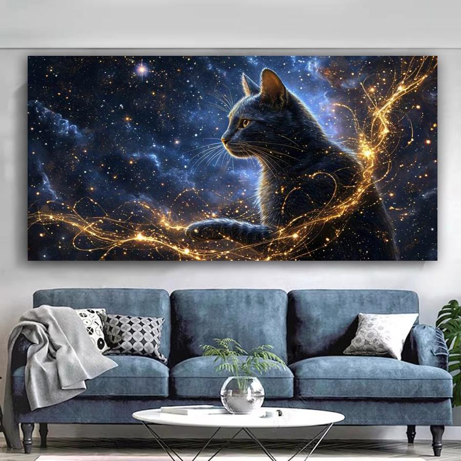 Black Cat Large Size Diamond Painting Animals Diy Full Square Round Drill Rhinestone Embroidery Mosaic Cross Stitch Kits Wall Decor