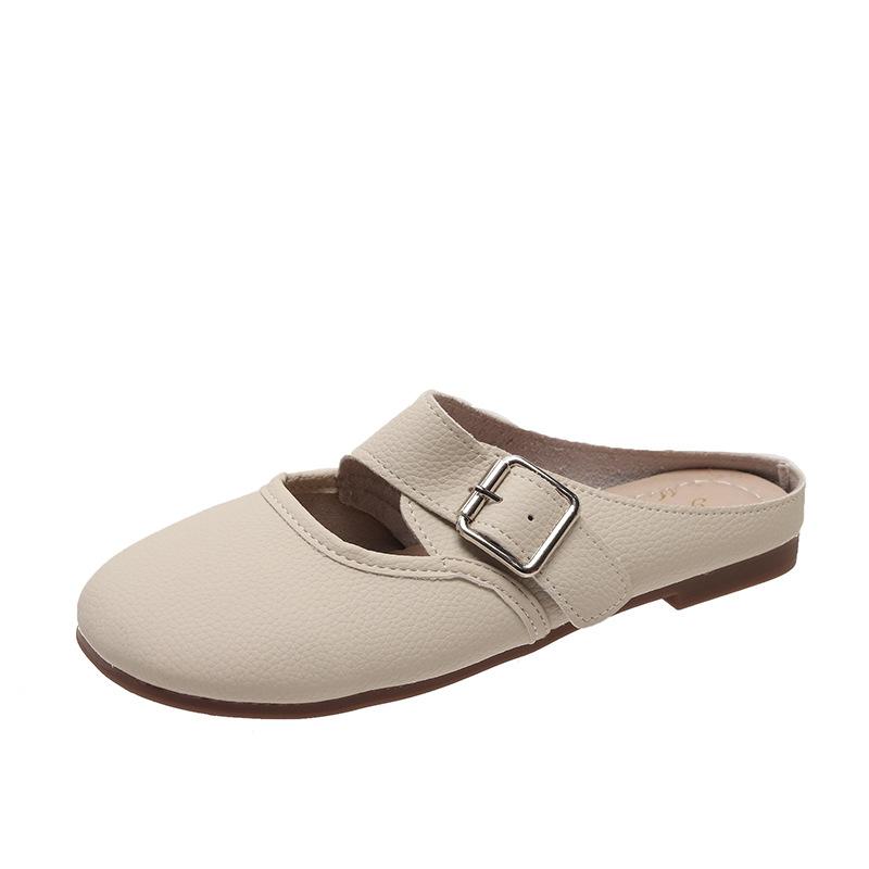 

Баотоу полутапочки женские летние новые мягкая кожа удобная обувь женские плоские ленивые повседневные туфли 40 бежевый