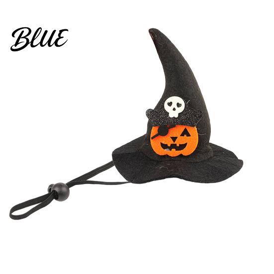 Pet Holiday Outfit Accessory Halloween Cat Witch Hat Fun Hat with Adjustable Elastic Strap Cartoon Ghost Pumpkin Bat Skull for Cats Small