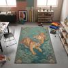 Art Tiger Animal Area Rug Vintage Floral Decor Non-slip Carpet Living Room Bedroom Large Size Soft Shaggy Floor Mat Asian Style