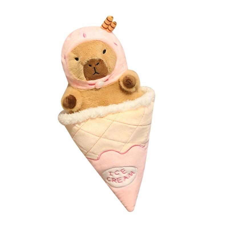 Cream Ice Strawberry Capybara Cute Cartoon Plush Doll Toy Decoration Bedroom