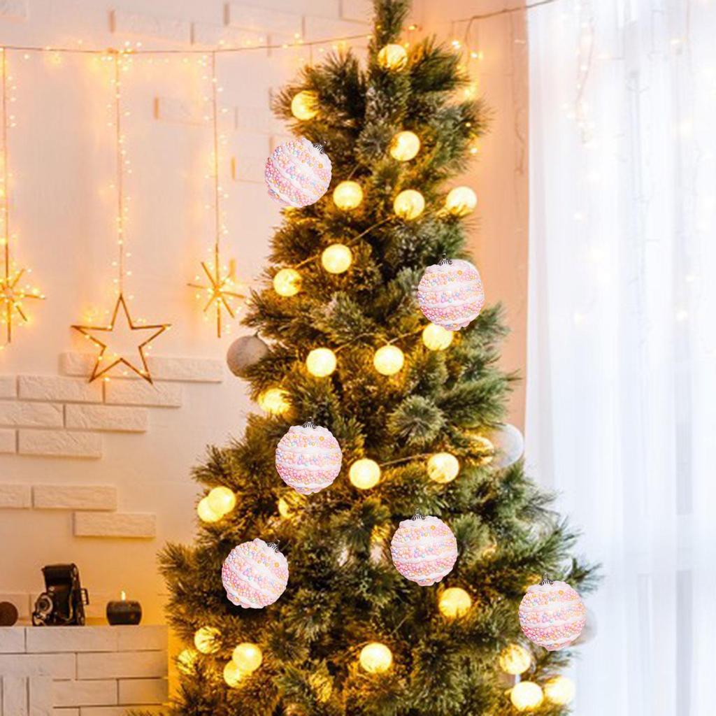 6Pcs Christmas Balls Ornaments Set Portable Christmas Tree Decorations Charm Pendants for Yard Celebration Mall New Year Decor
