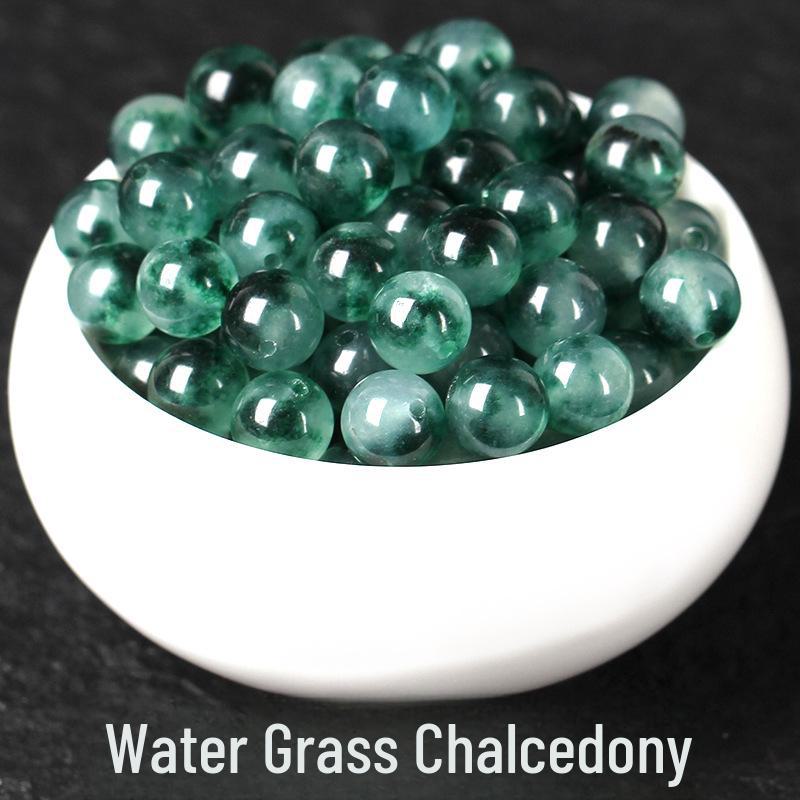 Aquamarine Chalcedony Round Beads Necklace & Earrings - DIY Handmade Jewelry Accessories.