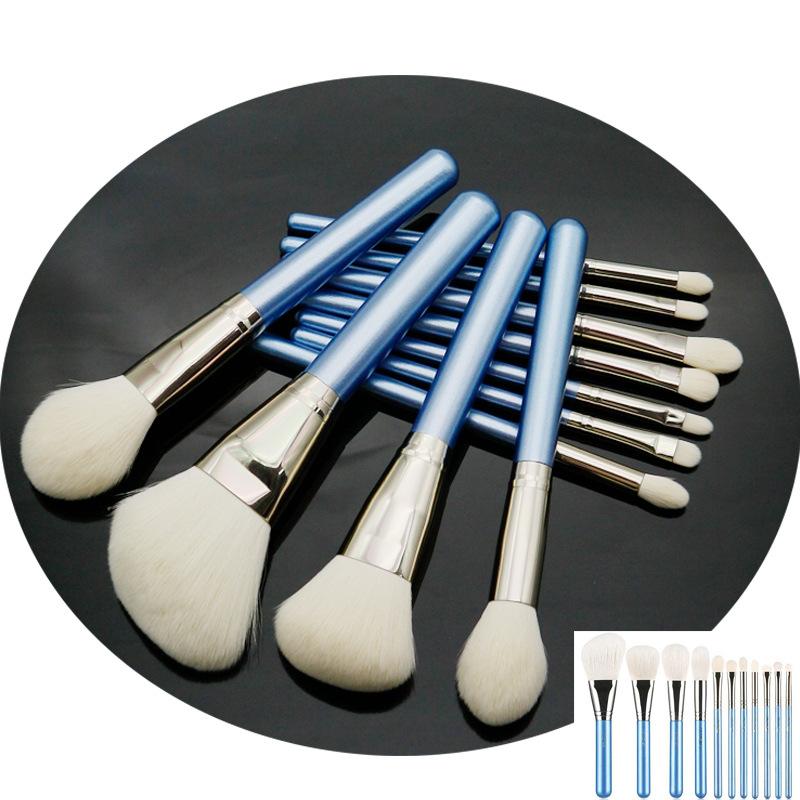 Pincel de base pincel de pó solto pincel de sombra para os olhos 12 peças conjunto de pincéis de maquiagem lã lilás pequena série uva bolsa de pincéis de maquiagem