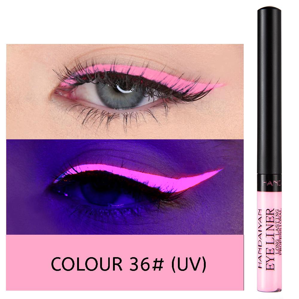 34-color Matte Quick-drying Long-lasting Non-bleeding UV Fluorescent Colored Eyeliner Liquid Pen