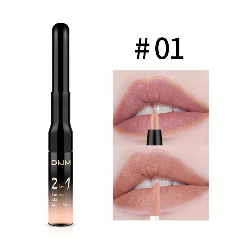 Rossetto a tazza antiaderente Rossetto colorato facile da applicare Lucidalabbra a doppia estremità Matita per labbra Smalto per labbra due in uno