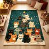 Cute Cat Christmas Tree Throw Blanket Soft Flannel Warm Blanket Xmas Kitten Snow Print Sofa Bed Holiday Home Decor Gift