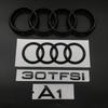 For  Qwe12 A1 4 Ring Logo ABS Black Car Hood Front Bonnet Grill Rear Trunk Emblem Badge Sticker A1 Mark 30TFSI Emblem