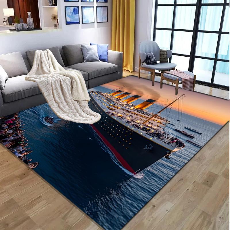 RMS Titanic Pattern Rug, Indoor/Outdoor Mat, for Picnic, Gameroom, Bedroom, Office, Living Room, Home Decor Carpet, Birthday Gift