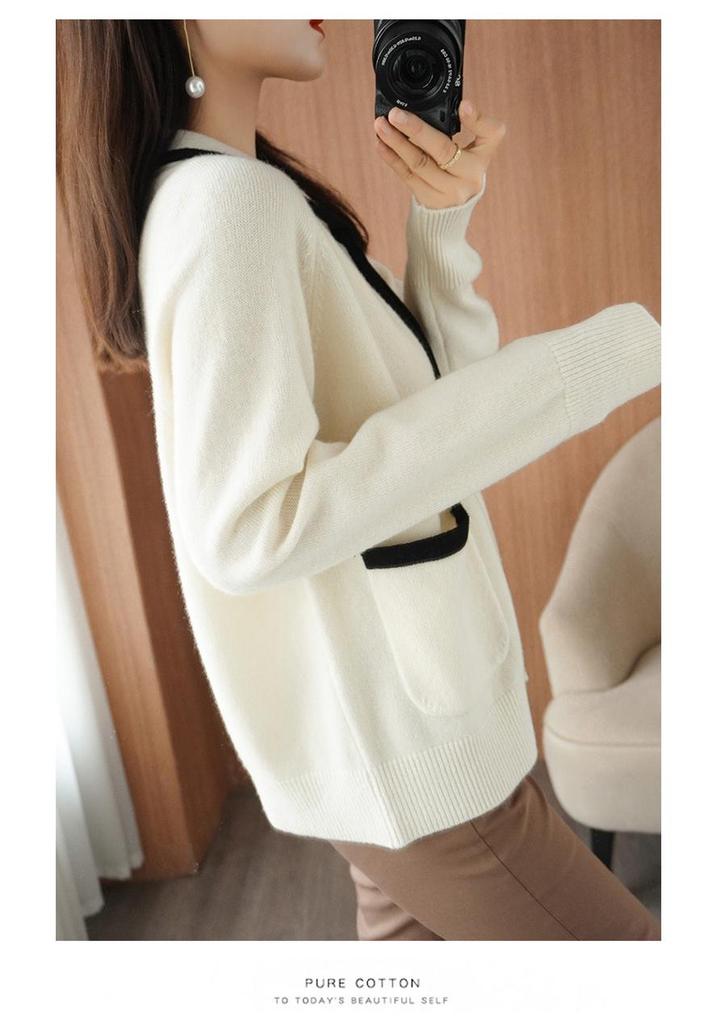 Korean Style Women's Wool Cardigan - Short, Thick Zippered Sweater for Autumn & Winter