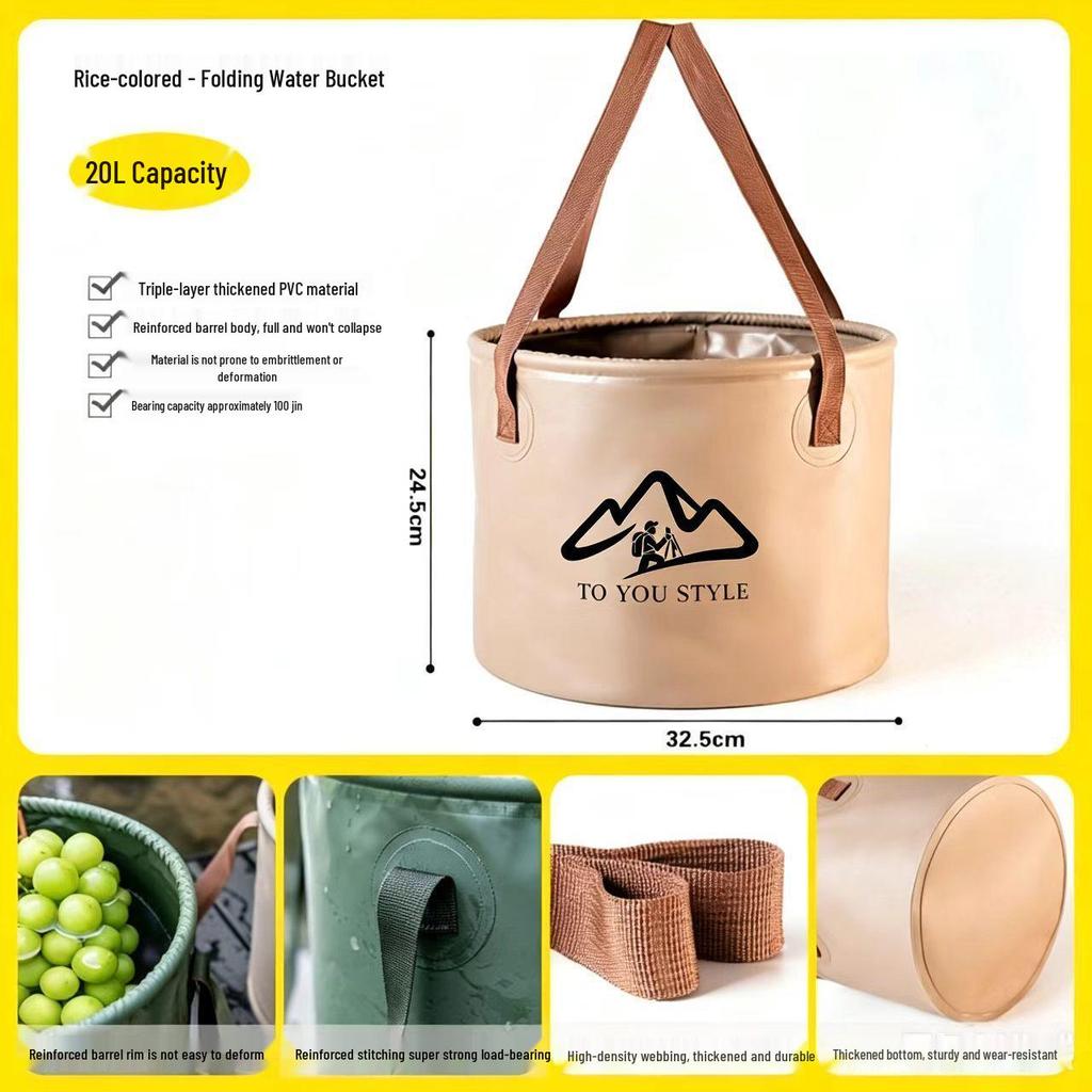 Portable Waterproof Folding Camping & Mountaineering Water Bucket, Large Capacity
