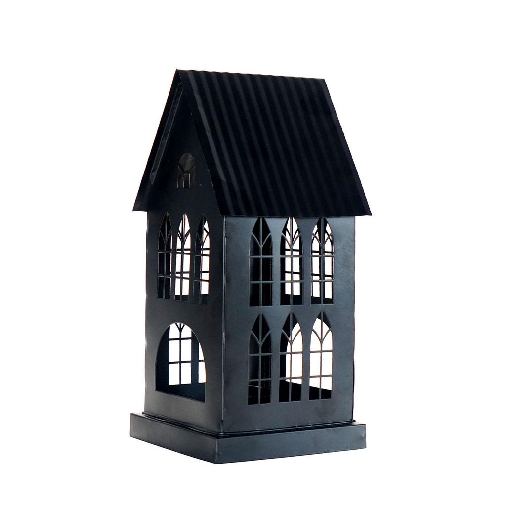 Vintage Church House Candle Holder Gothic Mini Hollow Candle Holder Desktop Ornament Home Room Wedding Decoration Gift