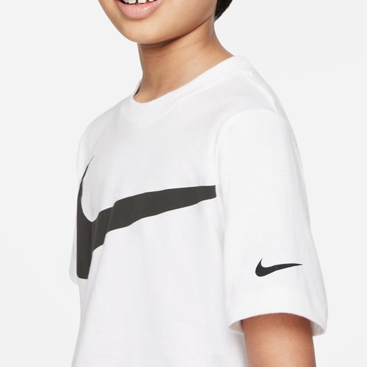 Nike Sportswear Essentials Series T-Shirt Large Logo Print Crew Neck Short Sleeve Kids Tops White DO1807-100