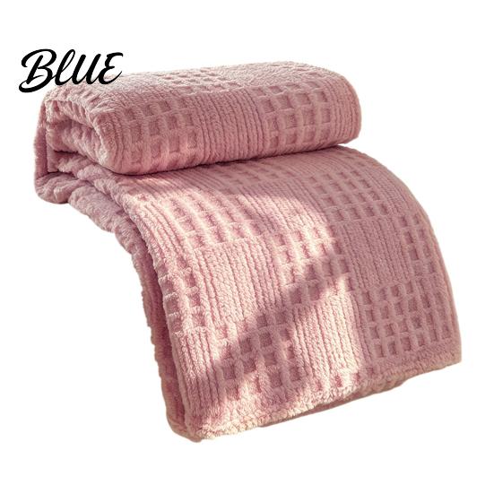 Office Lunch Break Milk Fleece Throw Blanket Waffle Checkered Blanket 3D Solid Color Plush Polyester