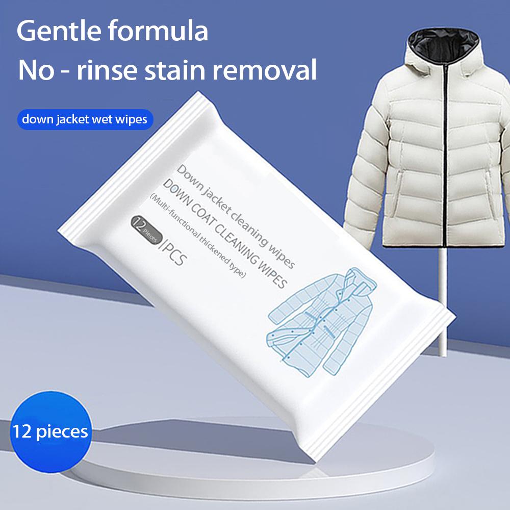 Portable Down Jacket Cleaning Wipes - 6 Packs of 12 Thickened, Degreasing Wipes