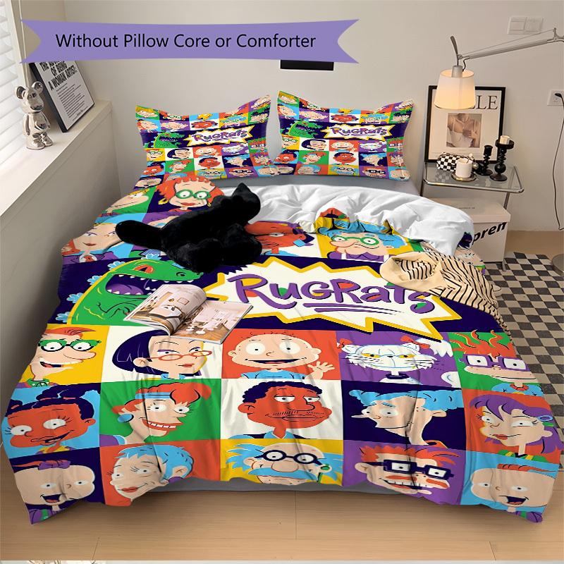 3pc Rugrats Characters Bedding Set Guest Room Bedroom Decor Christmas Halloween Decor Birthday and Holiday Gifts- All Seasons 3pcs Quilt 123