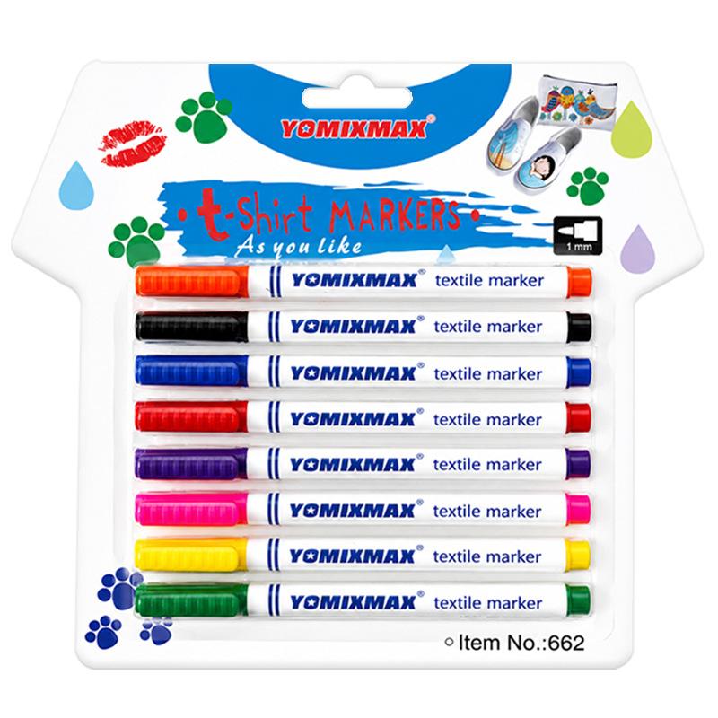8Pcs/set 8-Color Handmade Creative Textile Pen DIY Canvas Bag White Cotton T-shirt Painting Pen Watercolor Pen Marker Graffiti Pen
