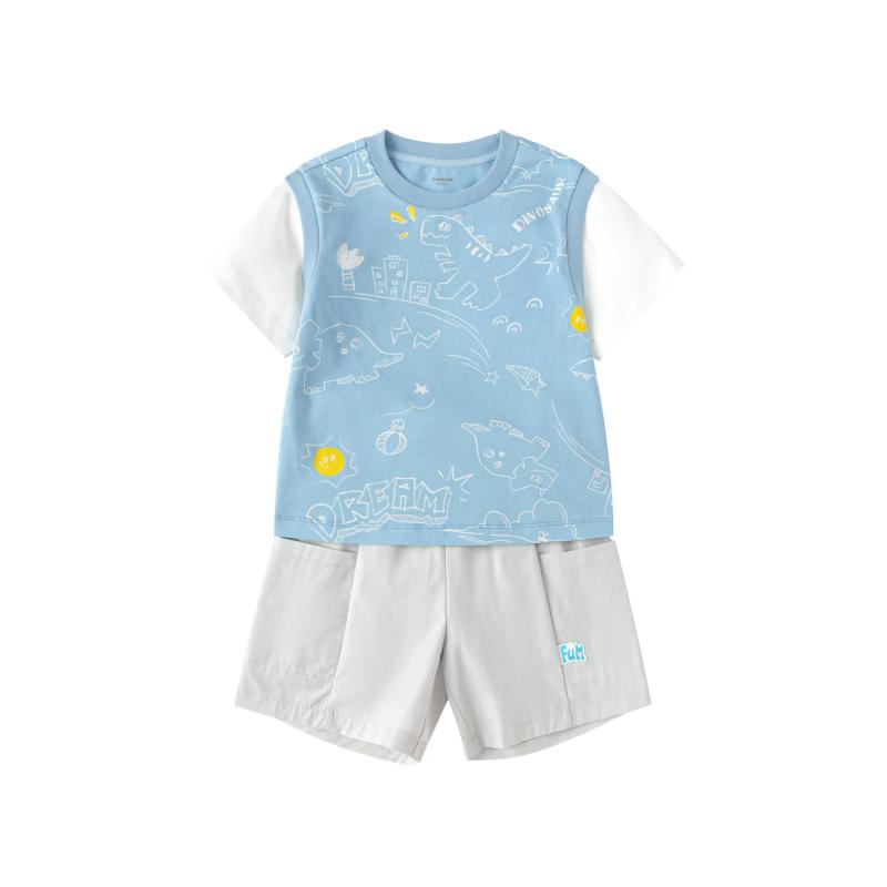Balabala Boy's Casual Short-Sleeved Two-Piece Set