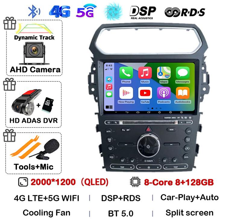 Android 14 Carplay Car Radio For Ford Explorer Smart 2011 2012 2013 2014 2015 2016 2017 2018 2019 Multimedia Player GPS Stereo