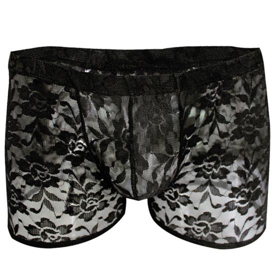 Men Hollow Lace Mesh See Through Underwear Panties