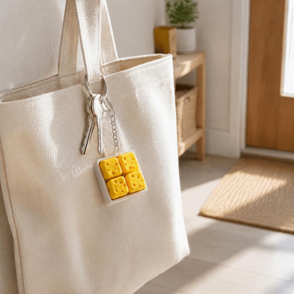 Squeeze Sound Cheese Clicker Fidget Keychain Portable Mechanical Keyboard Keychain Holiday Gift