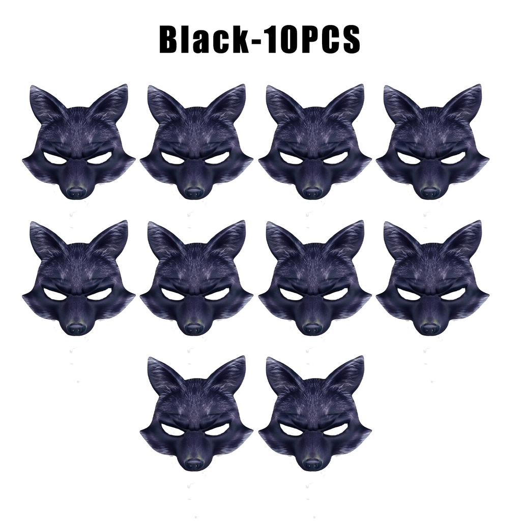 Breathable EVA Fox Half Mask Halloween Animal Cosplay Prop White Fur Effect Party Masquerade Lightweight Face Cover