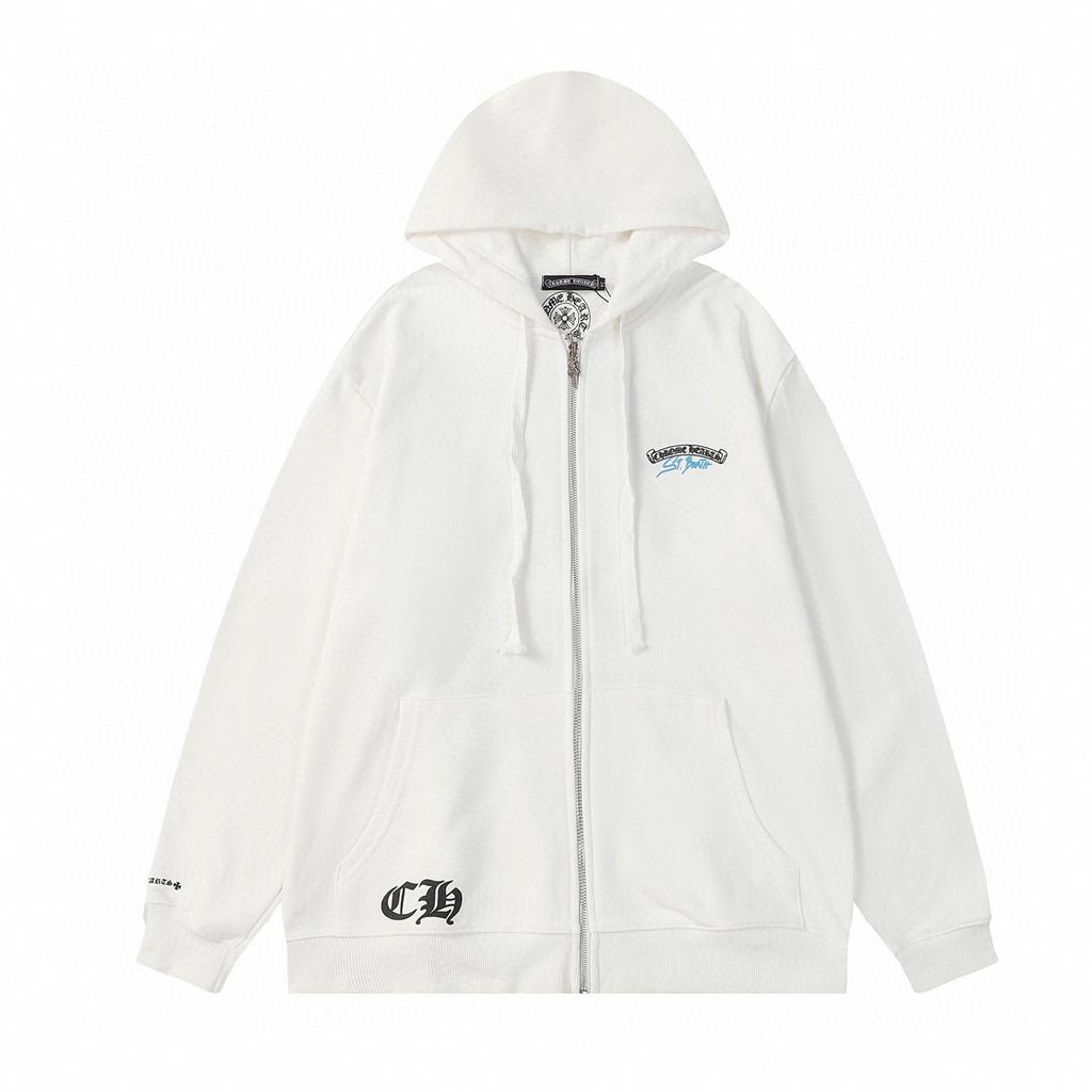 829 CHROME HEARTS Outono e Inverno 2026 Novo Tamanho Grande Estilo Clássico Logo Zíper Moletom com Capuz, Adequado para Casais Usarem
