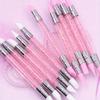 Set Pink Dual Ended Rhinestone Nail Art Silicone Pen Sculpture Pen 3D Flower Carving DIY Manicure Brush Nail Dotting Pen