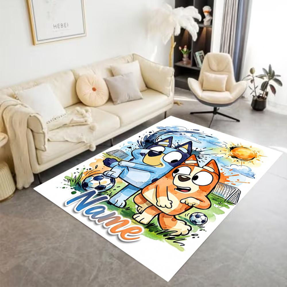 Sunny Day Soccer Fun Personalized Text Area Rug Suitable for Outdoor Playrooms Decorate room Game Room Anti-slip Rug Anime Office Decor