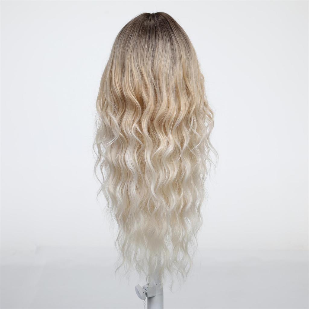 ALAN EATON Μακριές Καφέ Ξανθές Ombre Συνθετικές Περούκες με Αφέλειες Κυματιστή Σγουρή Περούκα Ανθεκτική στη Θερμότητα Περούκα από Ίνες για Γυναίκες Καθημερινή Cosplay Πάρτι