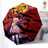 1 Stück Outdoor-Schirm mit Anime-Mädchen und Krähen-Design - Automatischer Öffnungs-/Schließschirm mit tragbarem 3-fach faltbarem Design, 8-Speichen-Eisenrahmen - Perfe