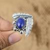 Natural Lapis Lazuli Gemstone Multi Stone Blue Adjustable Ring 925 Silver