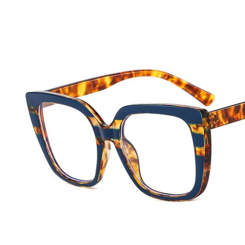 Oversize Square Frame Clear Lens Glasses Colorful Leopard Myopia Nerd Spectacles Degree -0.5 -1.0 -2.0 -3.0 -4.0 To -6.0