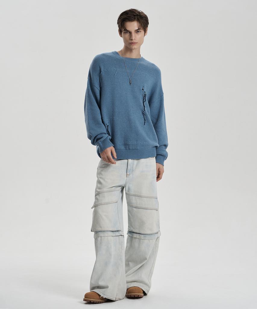 Jenyujeu Damaged Knit - Blue