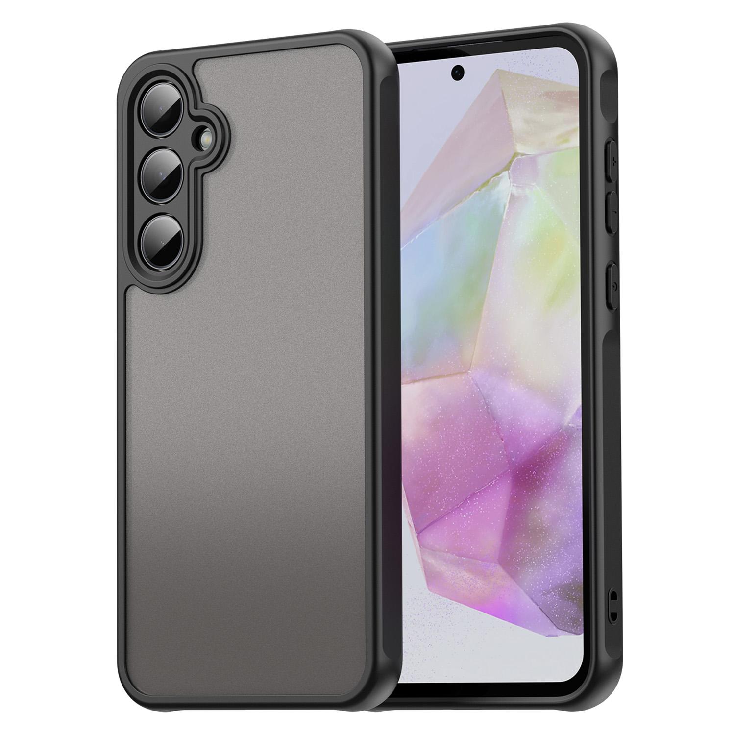 

For Samsung Galaxy A35 5G Phone Case Drop Proof Airbags Frosted Translucent PC+TPU Back Cover Black